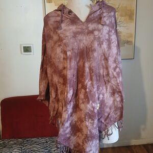 Tie-Dye Hooded Poncho
